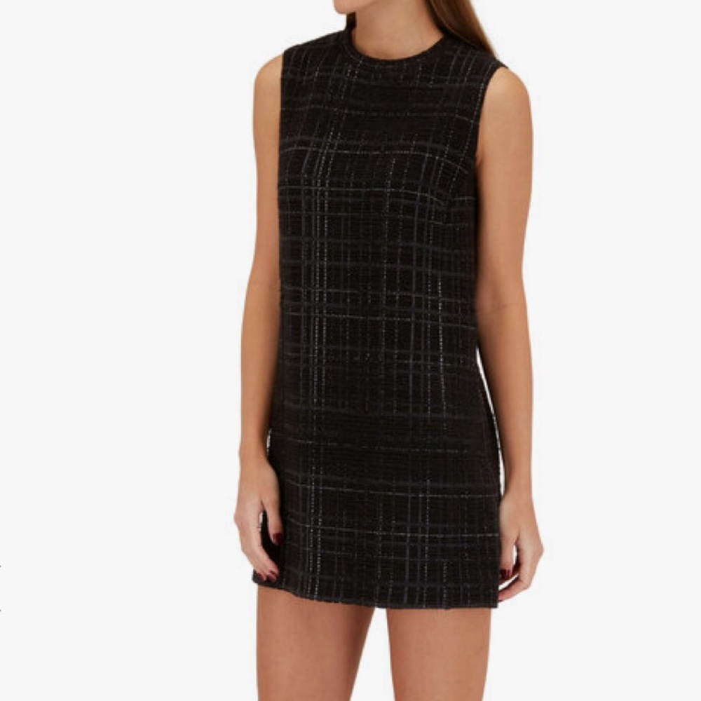 AKRIS PUNTO Tunic Black & Silver Check Jersey Dress